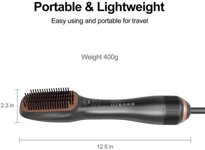 3-in-1 Hair Dryer Brush & Straightener – 1200W Hot Air Brush with Ceramic Tourmaline Ionic Technology, 3 Heat & 2 Speed Settings, One-Step Hair Dryer & Styler for All Hair Types