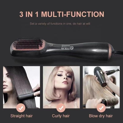 3-in-1 Hair Dryer Brush & Straightener – 1200W Hot Air Brush with Ceramic Tourmaline Ionic Technology, 3 Heat & 2 Speed Settings, One-Step Hair Dryer & Styler for All Hair Types