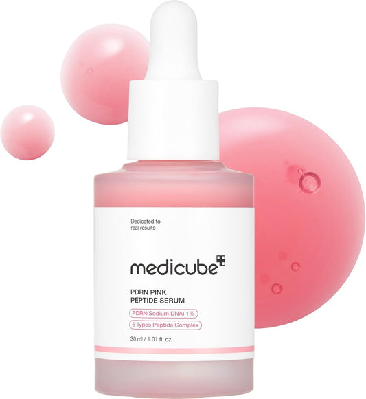 medicube PDRN Pink Peptide Serum Sodium DNA 1%, Pink glow serum, Peptide, Niacinamide, Hydrating & Moisturizing & Plumping, Uneven Skin Tone, Korean Skincare 30ML (1.01 fl.oz., Salmon DNA PDRN)