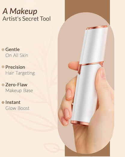 Facial Hair Remover for Women – Rechargeable Electric Painless Facial Hair Removal Device for Upper Lip, Chin & Peach Fuzz – White