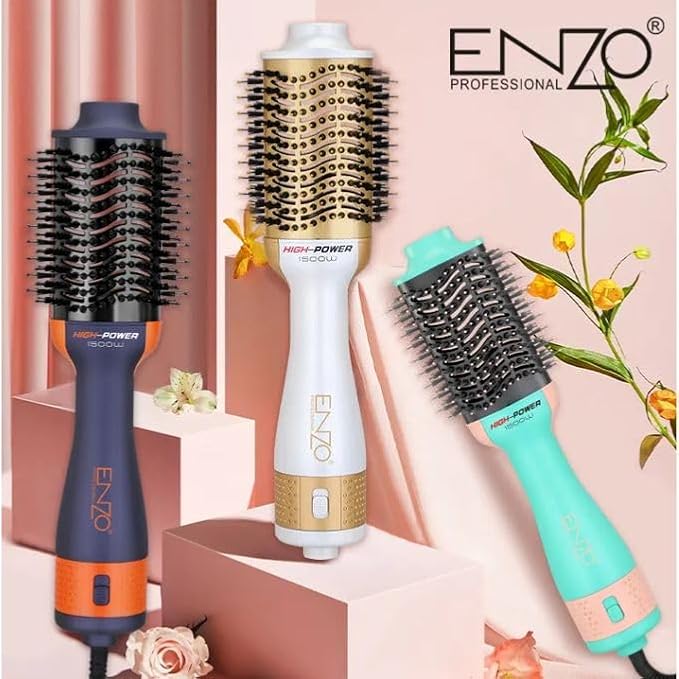 ENZO 3-in-1 Hair Dryer Brush & Straightener – 1200W Hot Air Styler