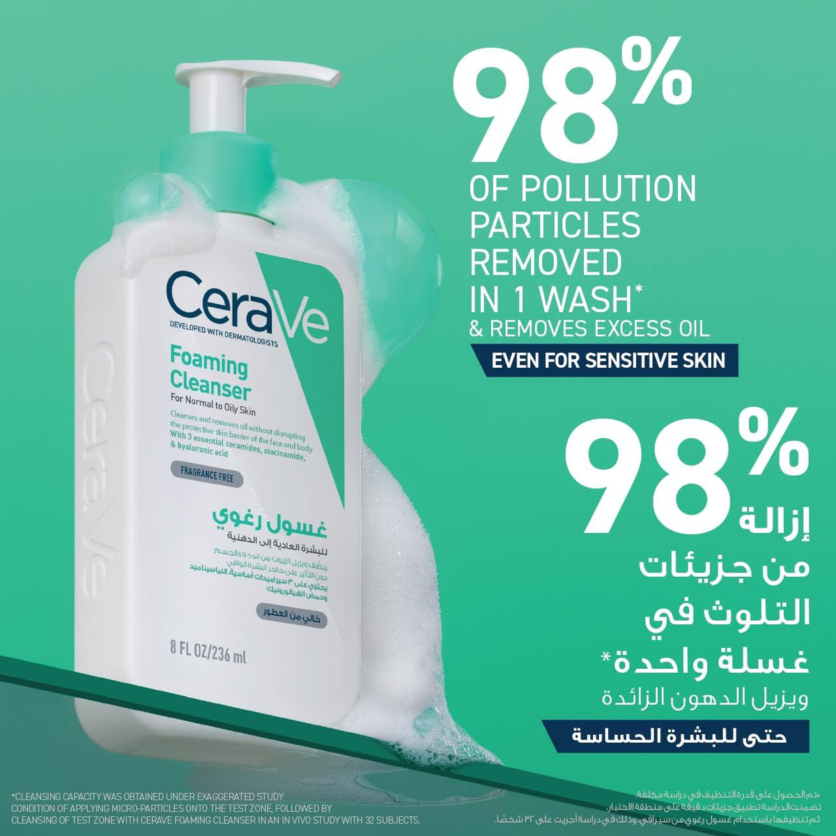 Cerave Foaming Cleanser for Normal to Oily Skin with Hyaluronic Acid