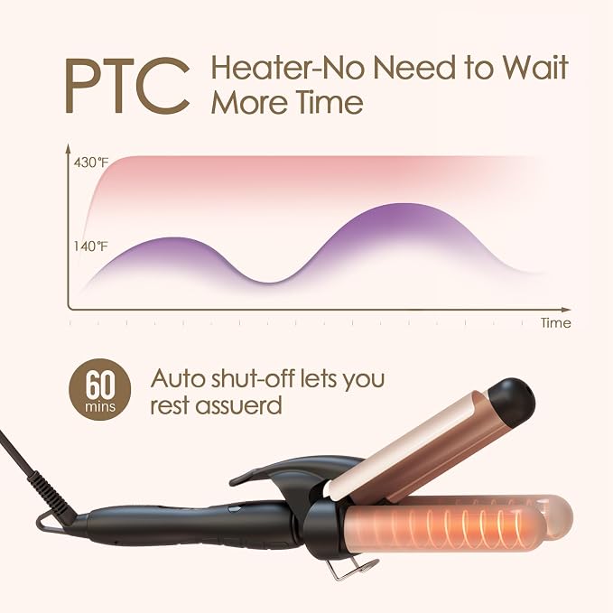3-Barrel Curling Iron Wand – 1.25 Inch Ceramic Tourmaline Hair Waver