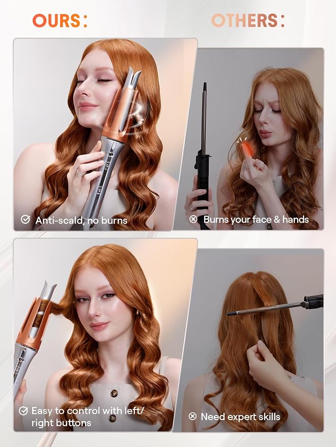 SHEGLAM Automatic Curling Iron 25mm – Fast Heating Hair Curler with 3 Temperatures