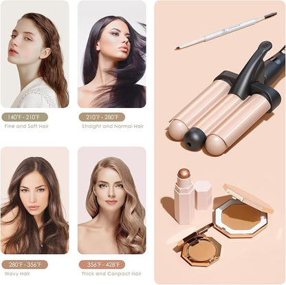 3-Barrel Curling Iron Wand – 1.25 Inch Ceramic Tourmaline Hair Waver