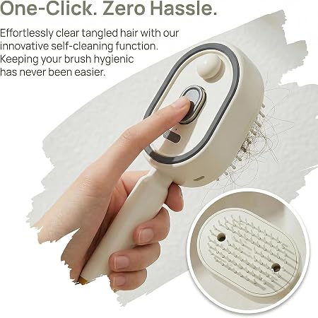 3-in-1 Electric Steam Hair Brush – Rechargeable Hair Straightener & Detangling Comb with Spray
