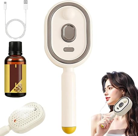 3-in-1 Electric Steam Hair Brush – Rechargeable Hair Straightener & Detangling Comb with Spray
