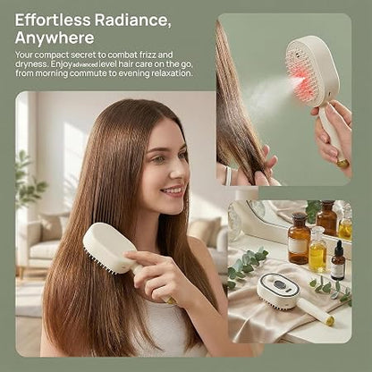 3-in-1 Electric Steam Hair Brush – Rechargeable Hair Straightener & Detangling Comb with Spray
