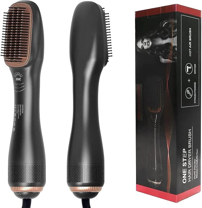 3-in-1 Hair Dryer Brush & Straightener – 1200W Hot Air Brush with Ceramic Tourmaline Ionic Technology, 3 Heat & 2 Speed Settings, One-Step Hair Dryer & Styler for All Hair Types